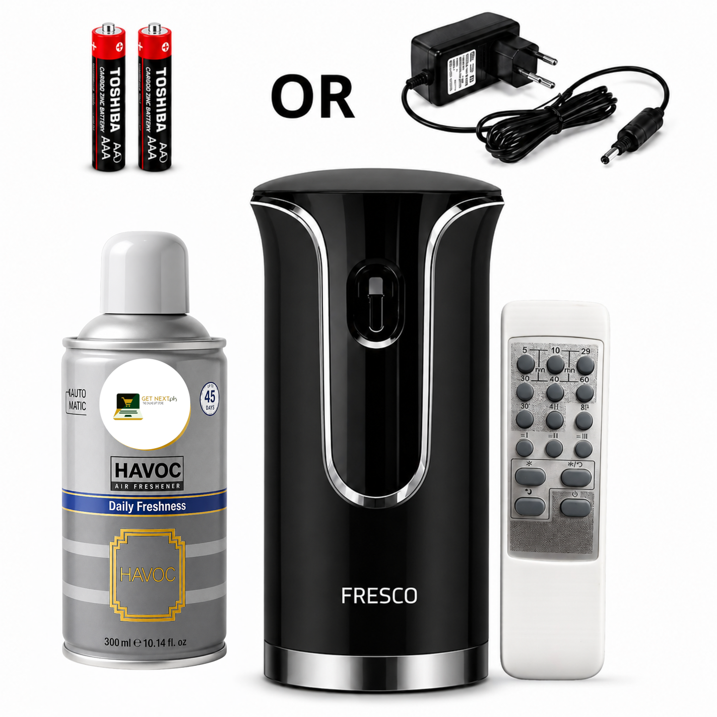Black Premium Remote Control Automatic Air Freshener Dispenser with Free Air Freshener & Batteries
