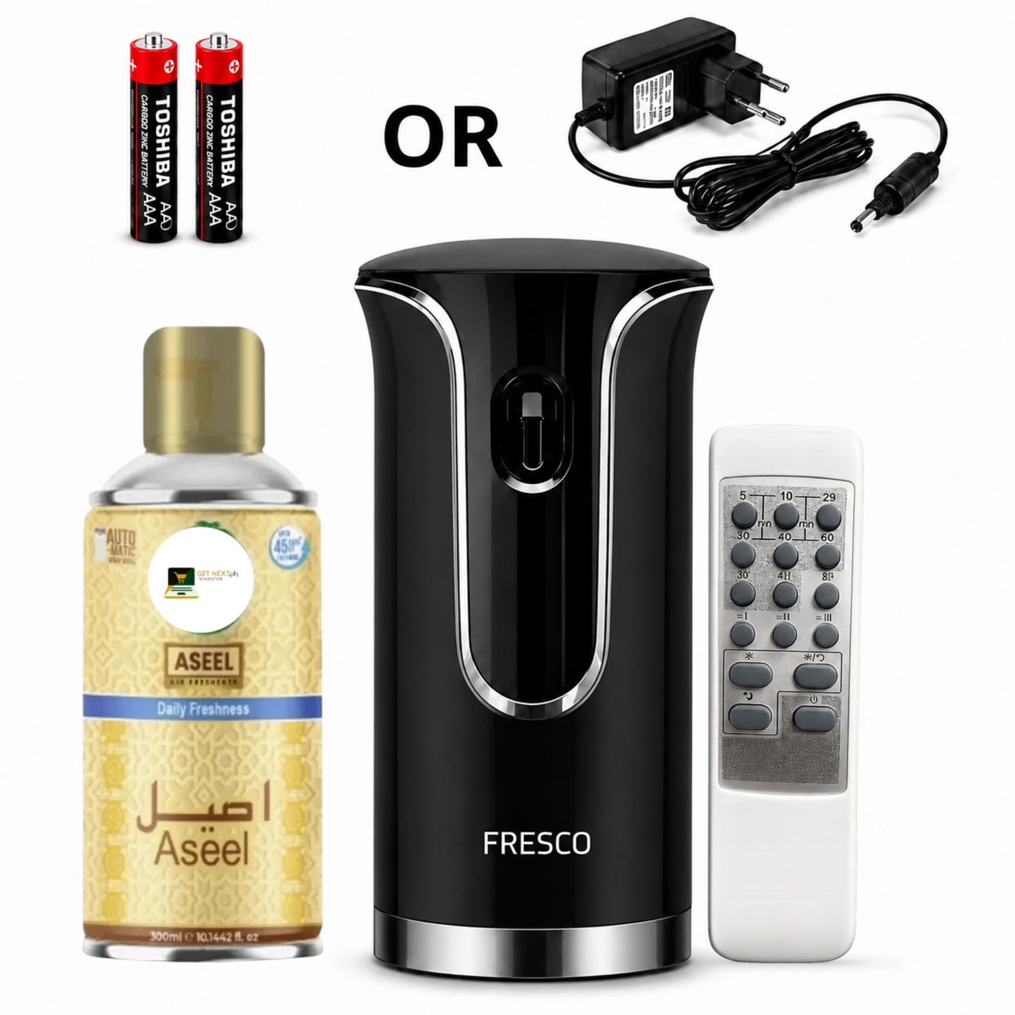 Black Premium Remote Control Automatic Air Freshener Dispenser with Free Air Freshener & Batteries