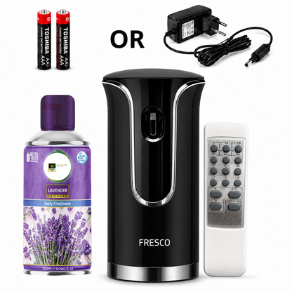 Black Premium Remote Control Automatic Air Freshener Dispenser with Free Air Freshener & Batteries