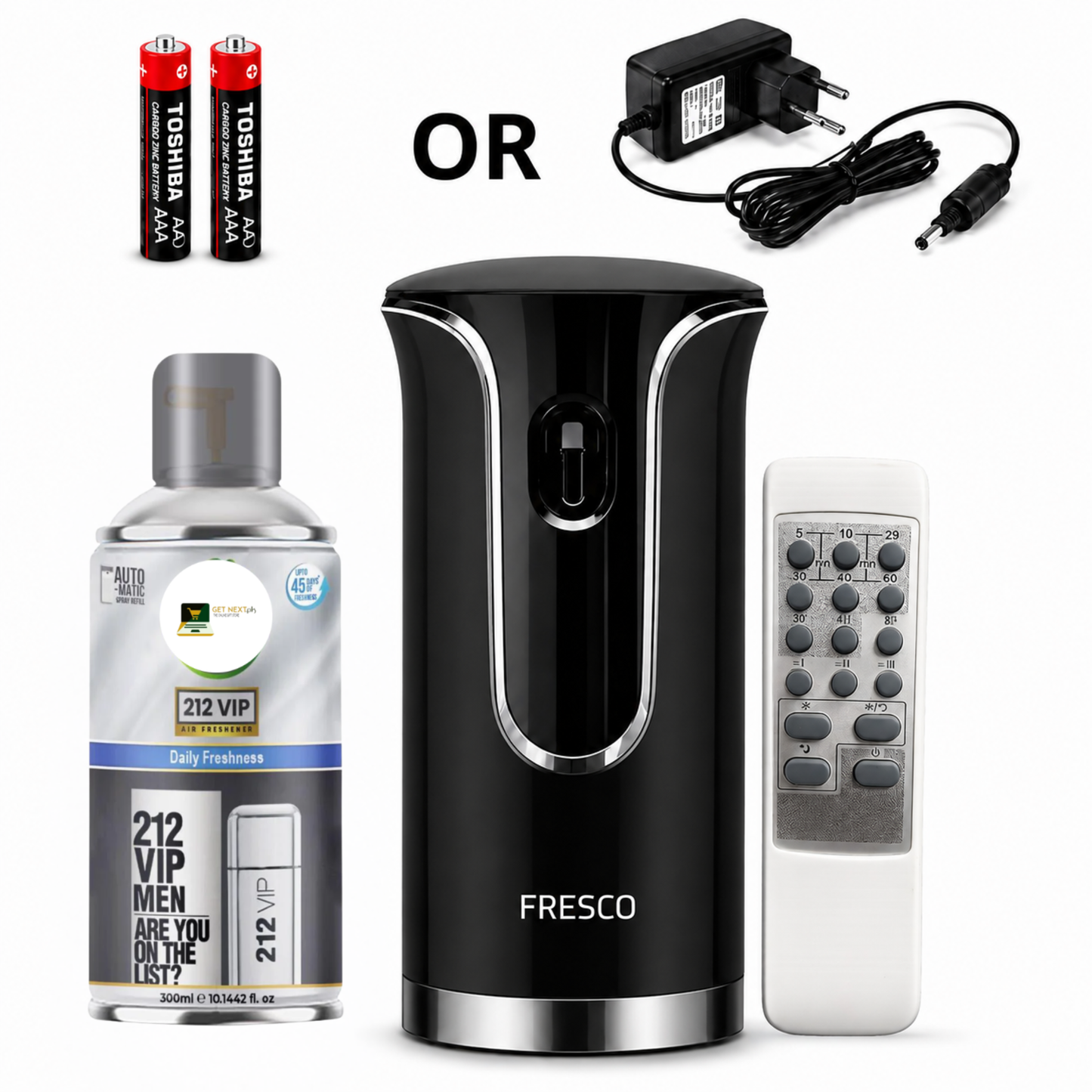 Black Premium Remote Control Automatic Air Freshener Dispenser with Free Air Freshener & Batteries